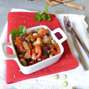 Mogette de Vendée au chorizo et légumes du soleil