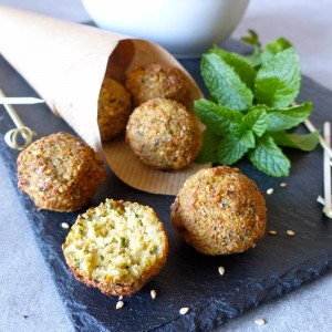 Falafels à la menthe, sauce concombre